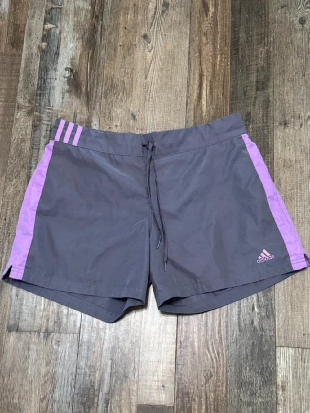 Vintage Y2K Adidas Women's Board Shorts Grey Purple Medium 2007